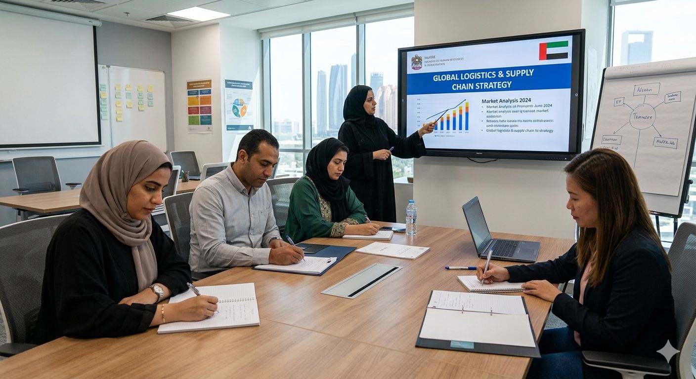 جلسة تدريب آيزو في صف دراسي مع المشاركين يدونون الملاحظات