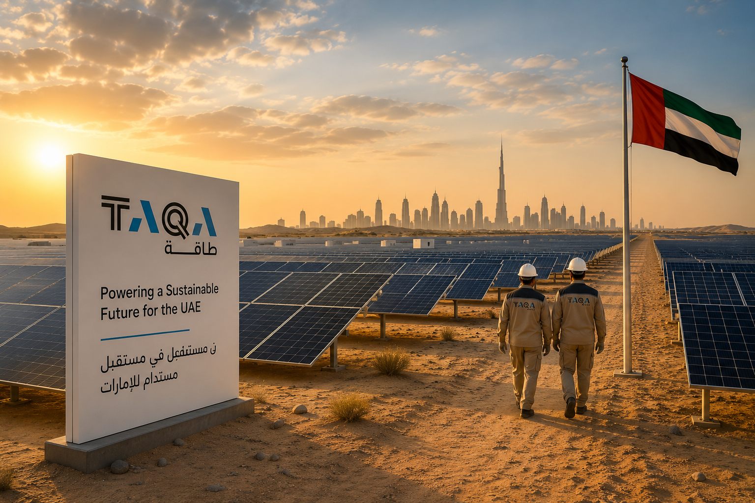 Solar farm in the desert representing TAQA energy infrastructure