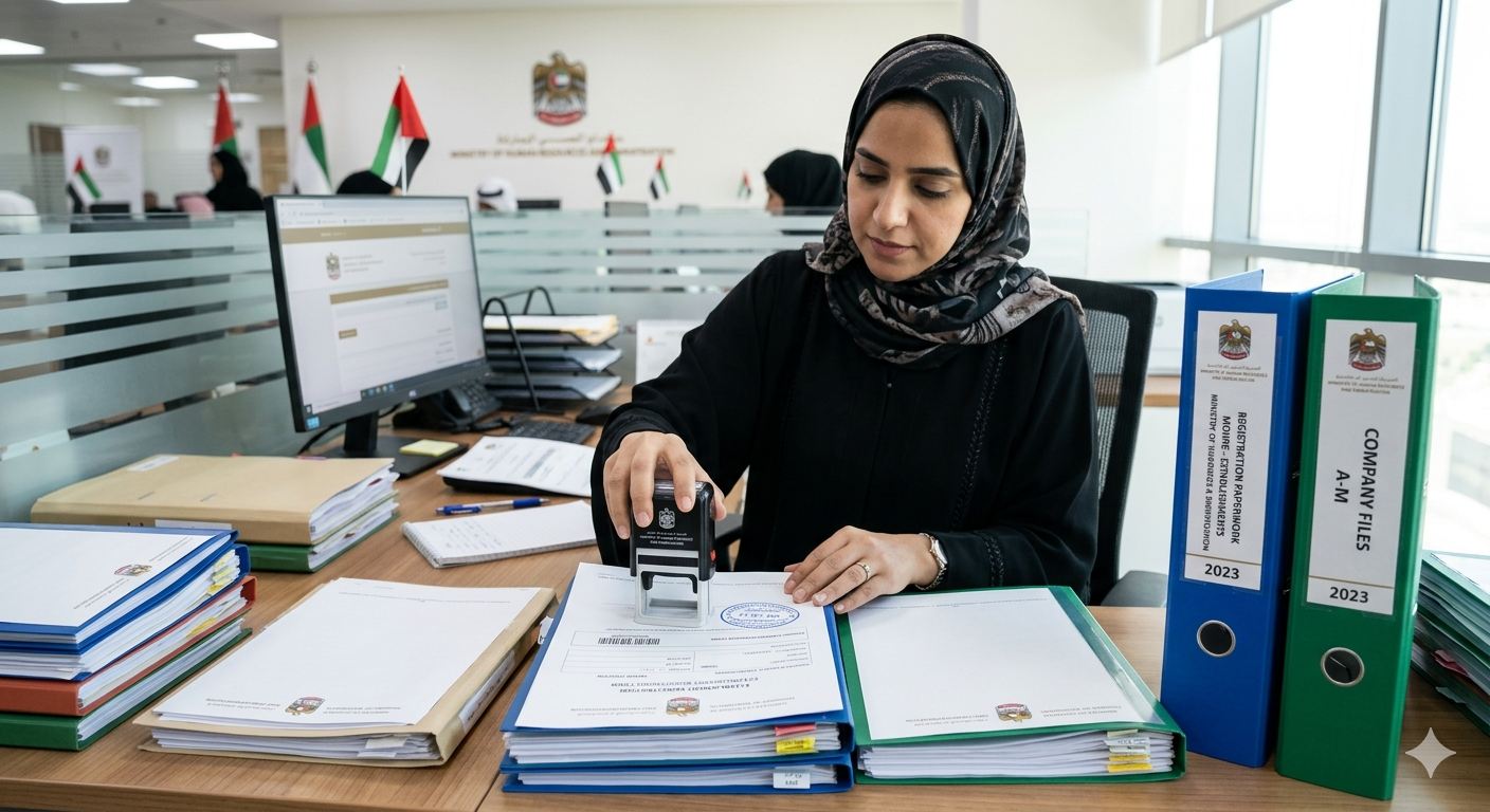 تنظيم وختم مستندات التسجيل الوزارية في الإمارات